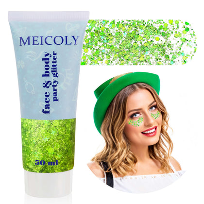 MEICOLY Lime Green Body Glitter front view in packaging
