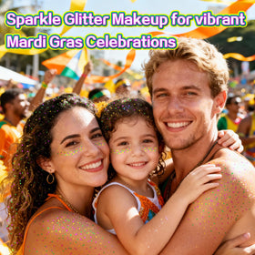 MEICOLY Mardi Gras Body Glitter Stick packaging with vibrant glitter design