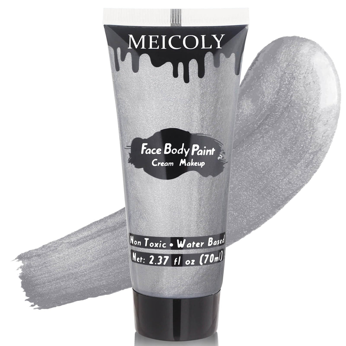 MEICOLY Metallic Silver Face Body Paint tube front view