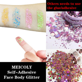 MEICOLY Neon Blue Body Glitter Gel packaging