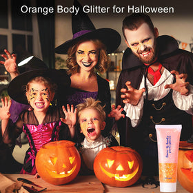 MEICOLY Orange Body Glitter Gel with holographic sequins