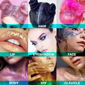 MEICOLY Orange Body Glitter Gel with makeup tools