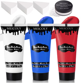 MEICOLY patriotic face body paint set with red, white, and blue colours