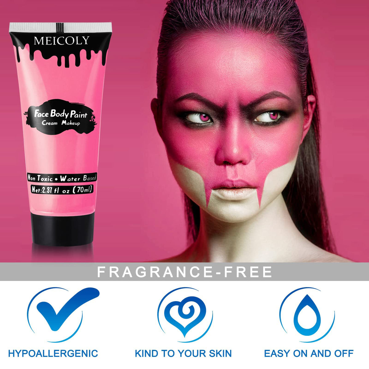 MEICOLY Pink Body Paint application on face