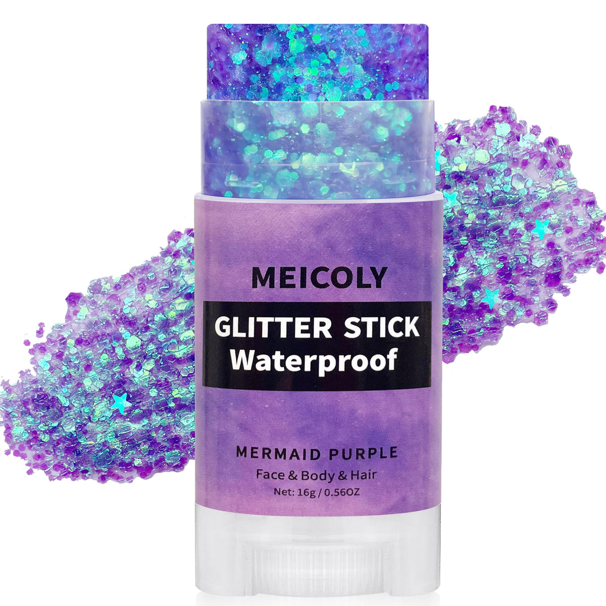 MEICOLY Purple Hair Glitter Stick front view