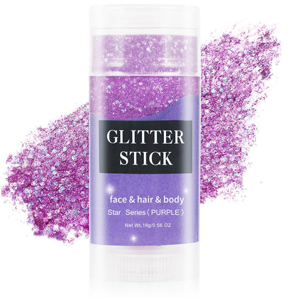 MEICOLY Purple Hair Glitter Stick front view with applicator