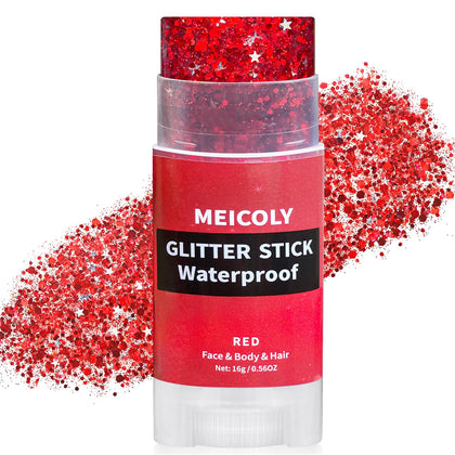 MEICOLY Red Hair Glitter Stick front view with packaging