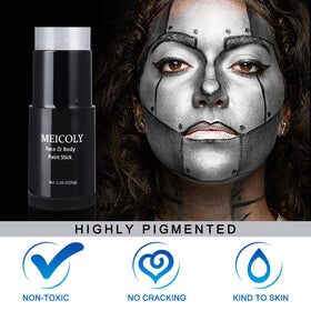 MEICOLY Silver Face Body Paint Stick in use at Halloween event