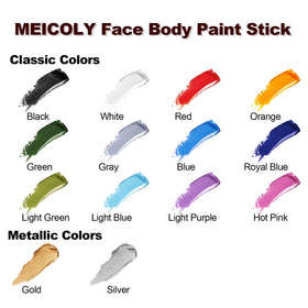 MEICOLY Silver Face Body Paint Stick on a makeup table