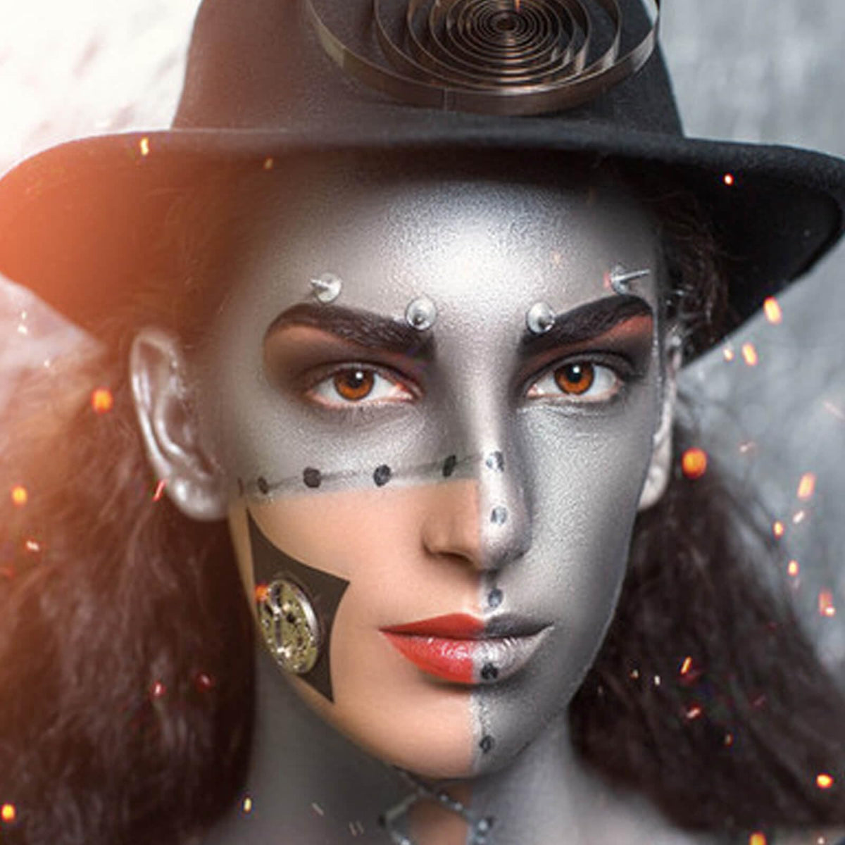 MEICOLY Silver Face Body Paint Stick with makeup tools