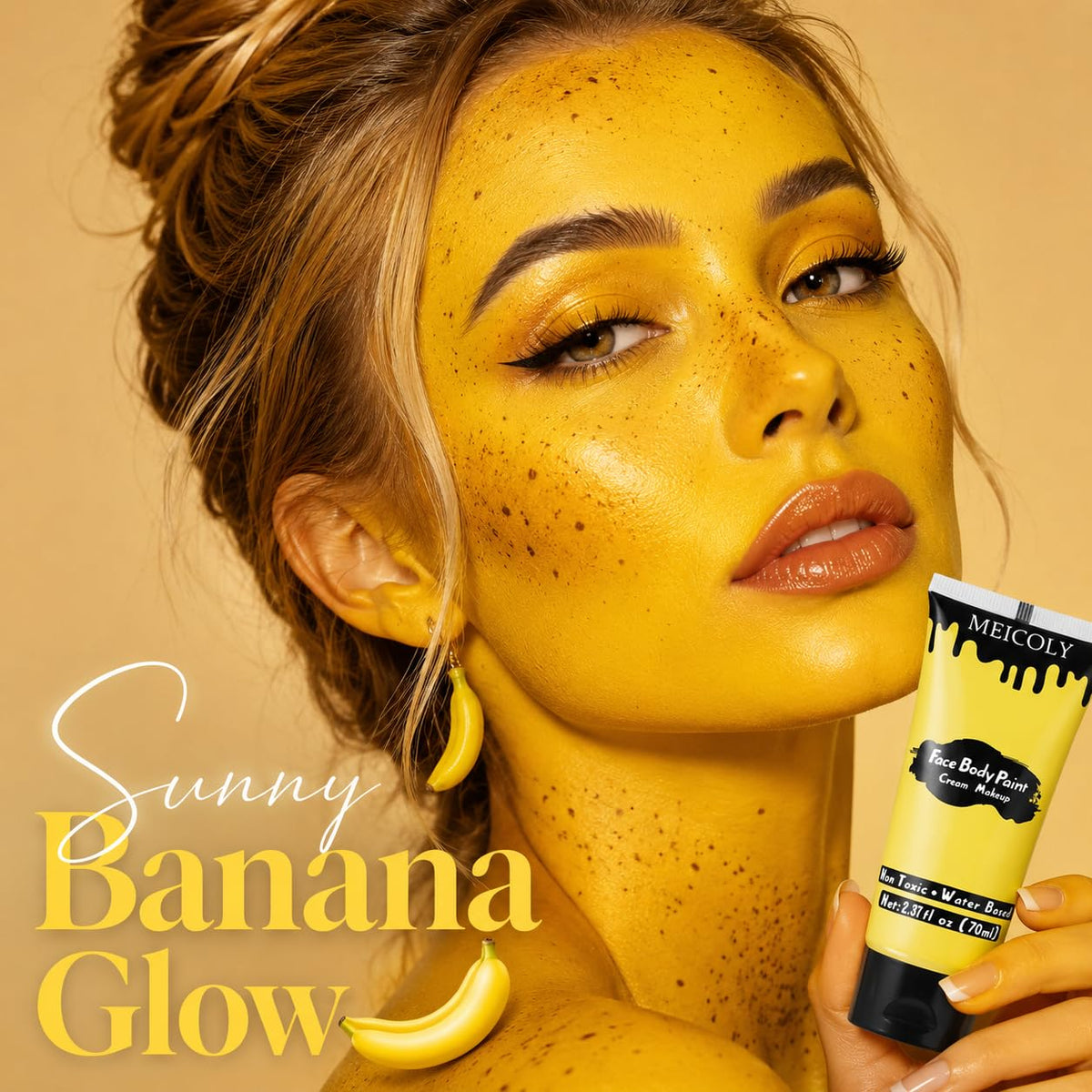 MEICOLY Yellow Face Body Paint 2.37Oz tube back view
