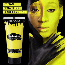 MEICOLY Yellow Face Body Paint in use during Halloween
