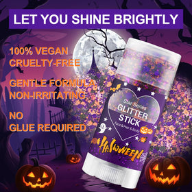 Meilury Halloween Body Glitter Stick with cap off, showcasing the glitter gel