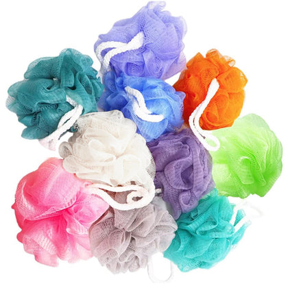 Meirrnyyu 10 pack of bath loofah sponges in assorted colours