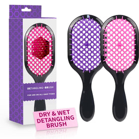 Mejglrc Detangling Brush Set in pink and purple front view
