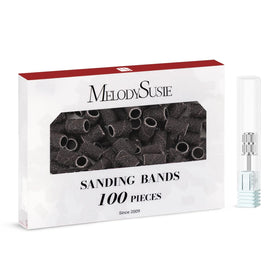 MelodySusie 100 Pcs Nail Drill Bits Sanding Bands black packaging front view