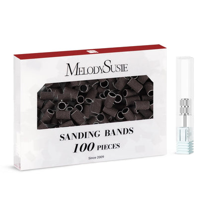 MelodySusie 100 Pcs Nail Drill Bits Sanding Bands packaging front view