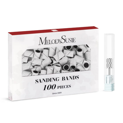 MelodySusie 100 Pcs Nail Drill Bits Sanding Bands packaging front view