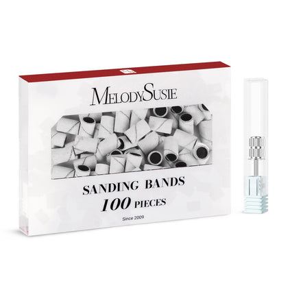 MelodySusie 100 Pcs Nail Drill Bits Sanding Bands packaging front view