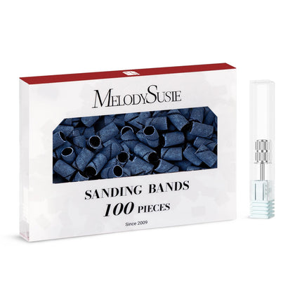 MelodySusie 100 Pcs Nail Drill Bits Sanding Bands packaging front view