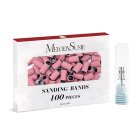 MelodySusie 100 Pcs Nail Drill Bits Sanding Bands pink packaging