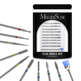 MelodySusie 10pcs Nail Drill Bits Set with storage case