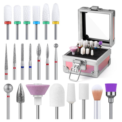 MelodySusie 21pcs Nail Drill Bit Set with portable holder