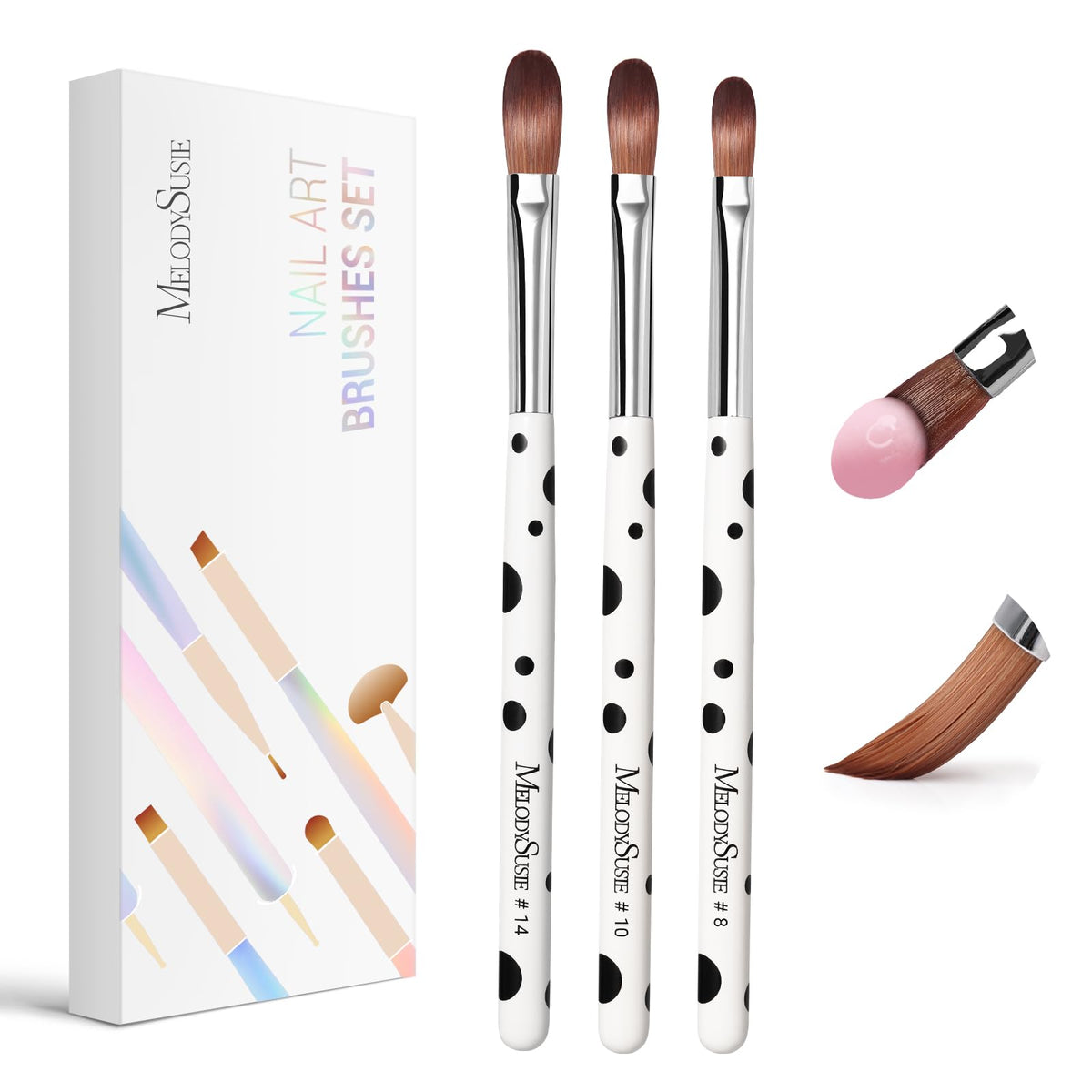 MelodySusie 3Pcs Acrylic Nail Brush Set front view