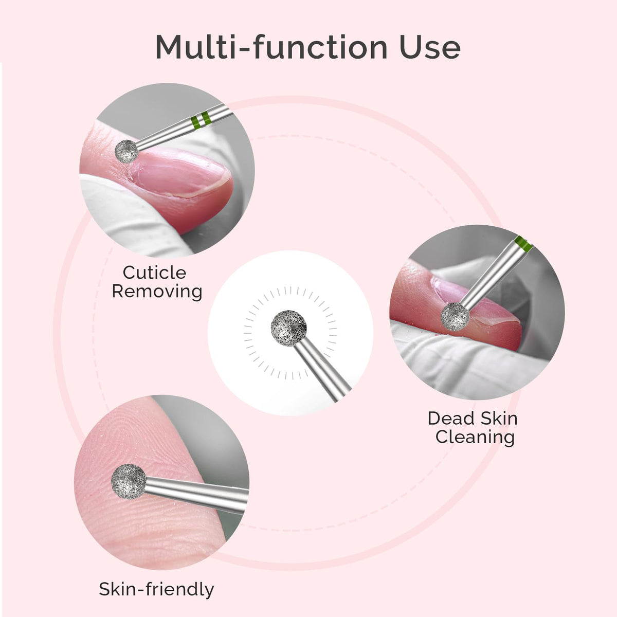 MelodySusie 4mm Ball Shape Cuticle Cleaner with nail tools