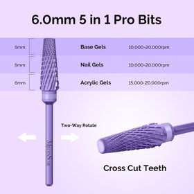 MelodySusie 5 in 1 Nail Drill Bits purple close-up