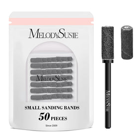 MelodySusie 50 Pcs Nail Drill Bits black sanding bands front view