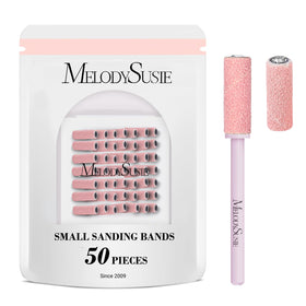 MelodySusie 50 Pcs Nail Drill Bits Small Sanding Bands Pink front view