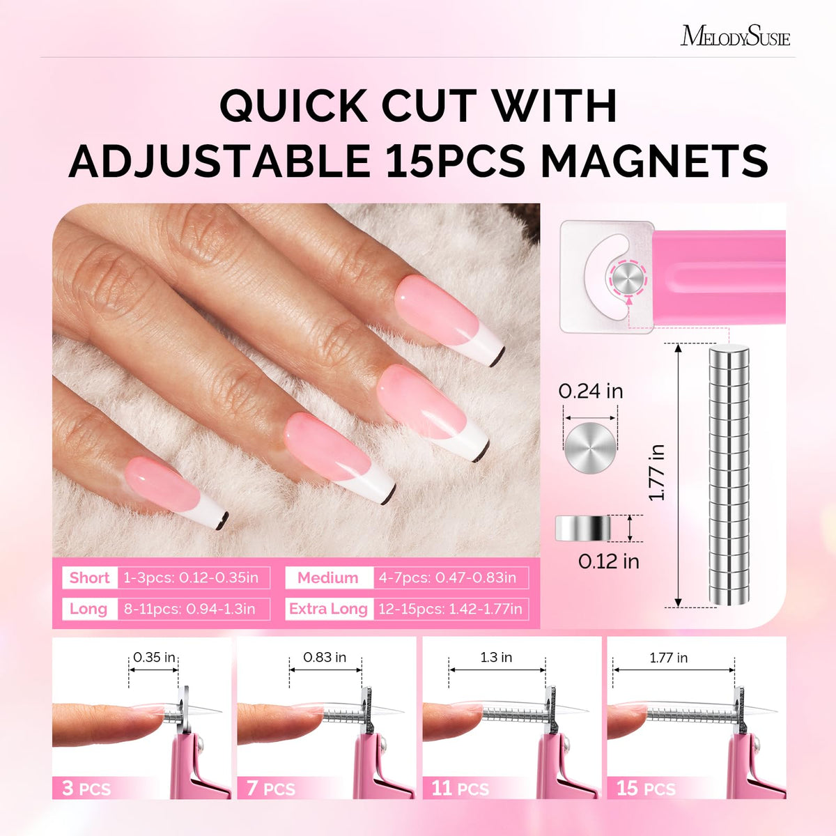MelodySusie Acrylic Nail Clippers showing 15 magnetic sizers