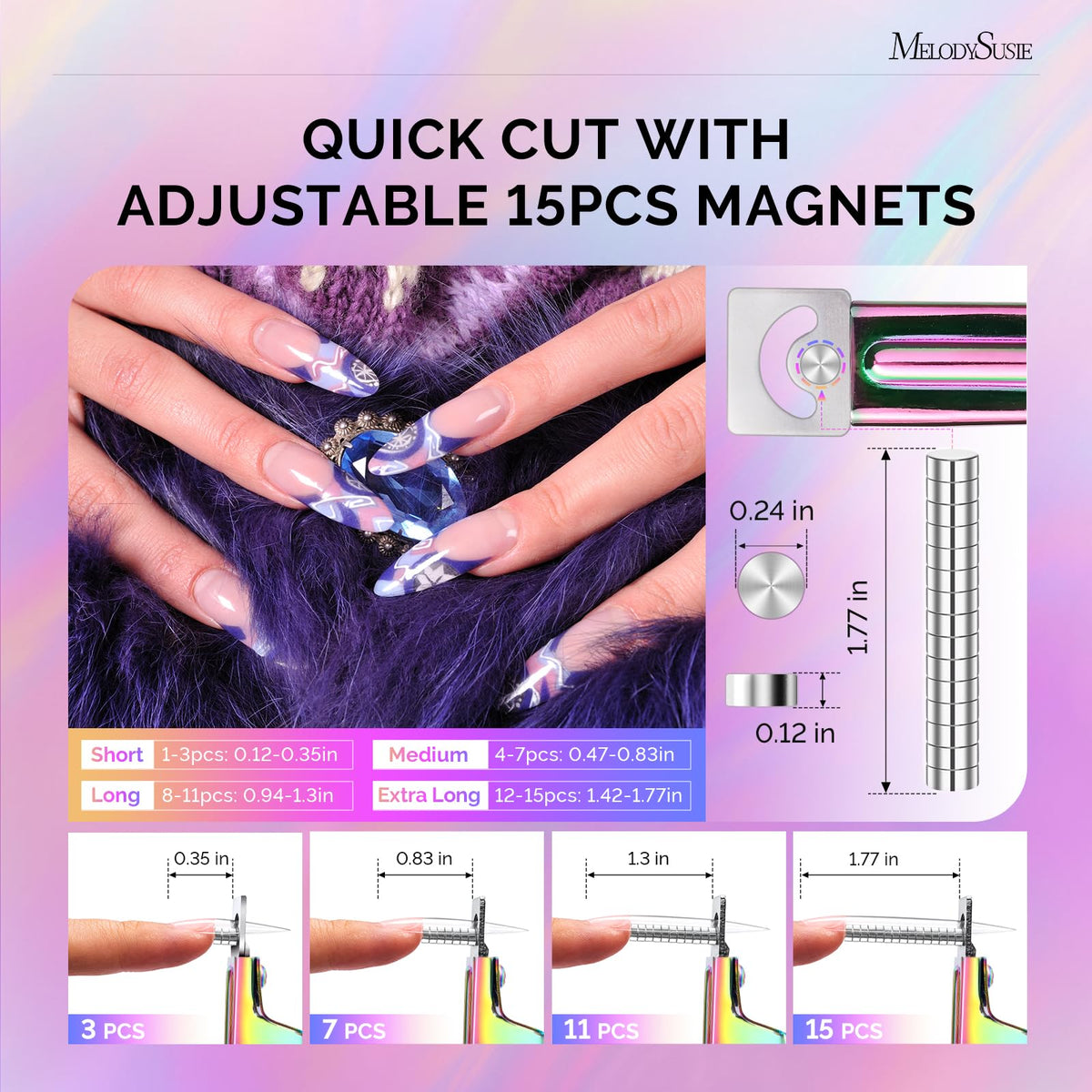 MelodySusie Acrylic Nail Clippers side view with stainless steel blade