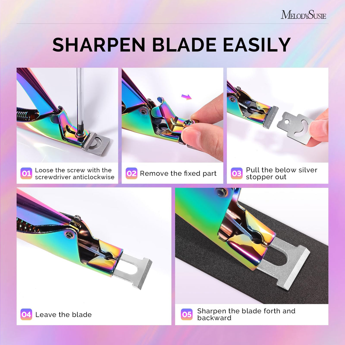 MelodySusie Acrylic Nail Clippers with 15pcs magnetic sizers laid out
