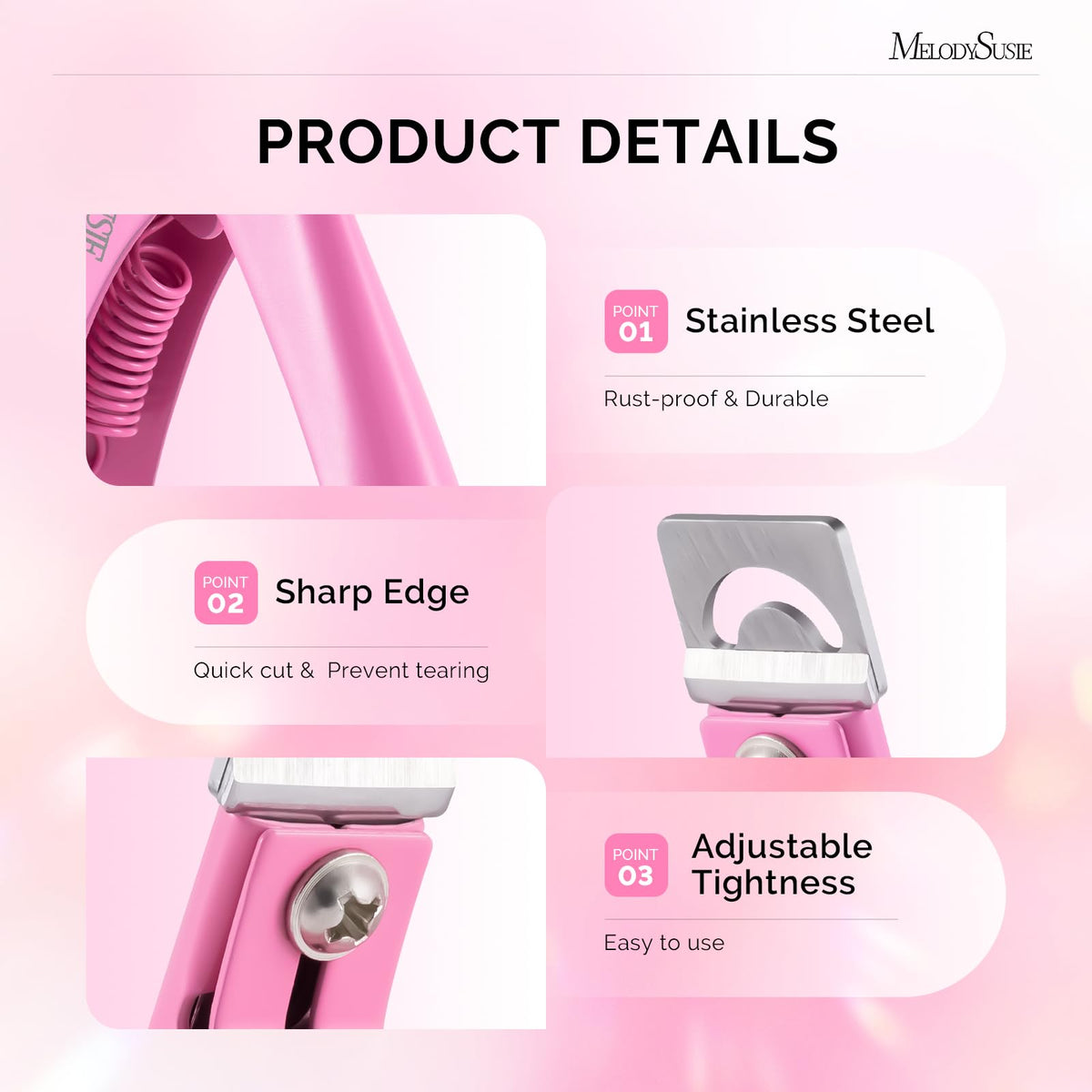 MelodySusie Acrylic Nail Clippers with adjustable tension feature