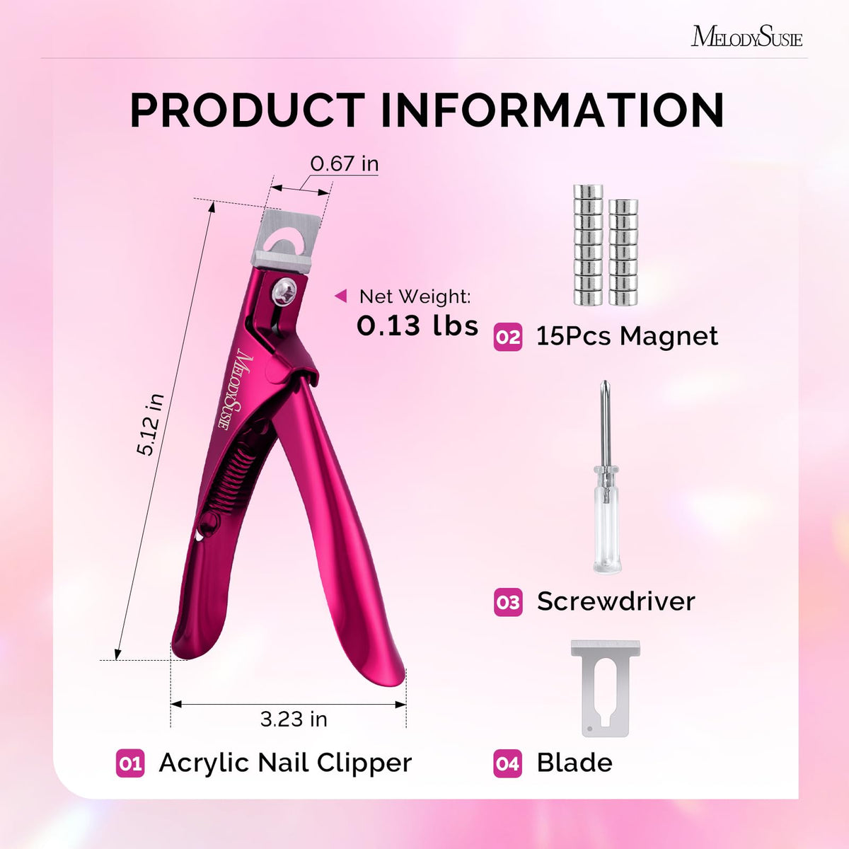MelodySusie Acrylic Nail Clippers with nail art accessories