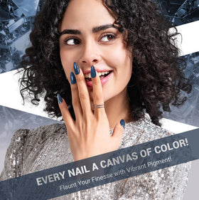 MelodySusie Blue Shimmer Gel Nail Polish application on nails