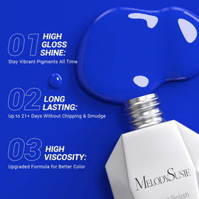 MelodySusie Bright Navy Blue Gel Nail Polish application on nails