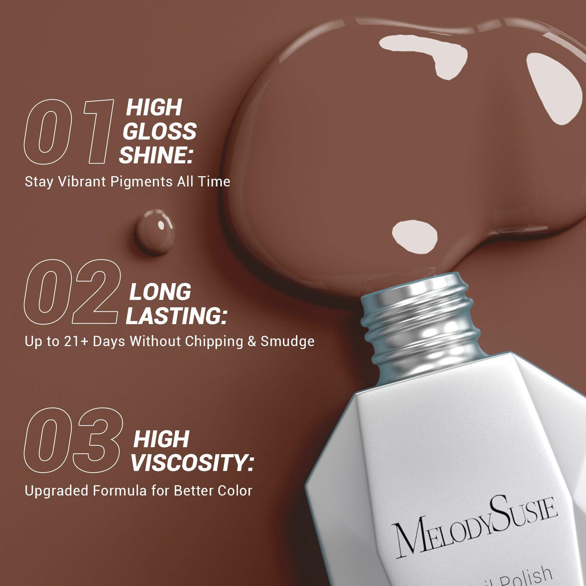 MelodySusie Cocoa Brown Gel Nail Polish bottle side view