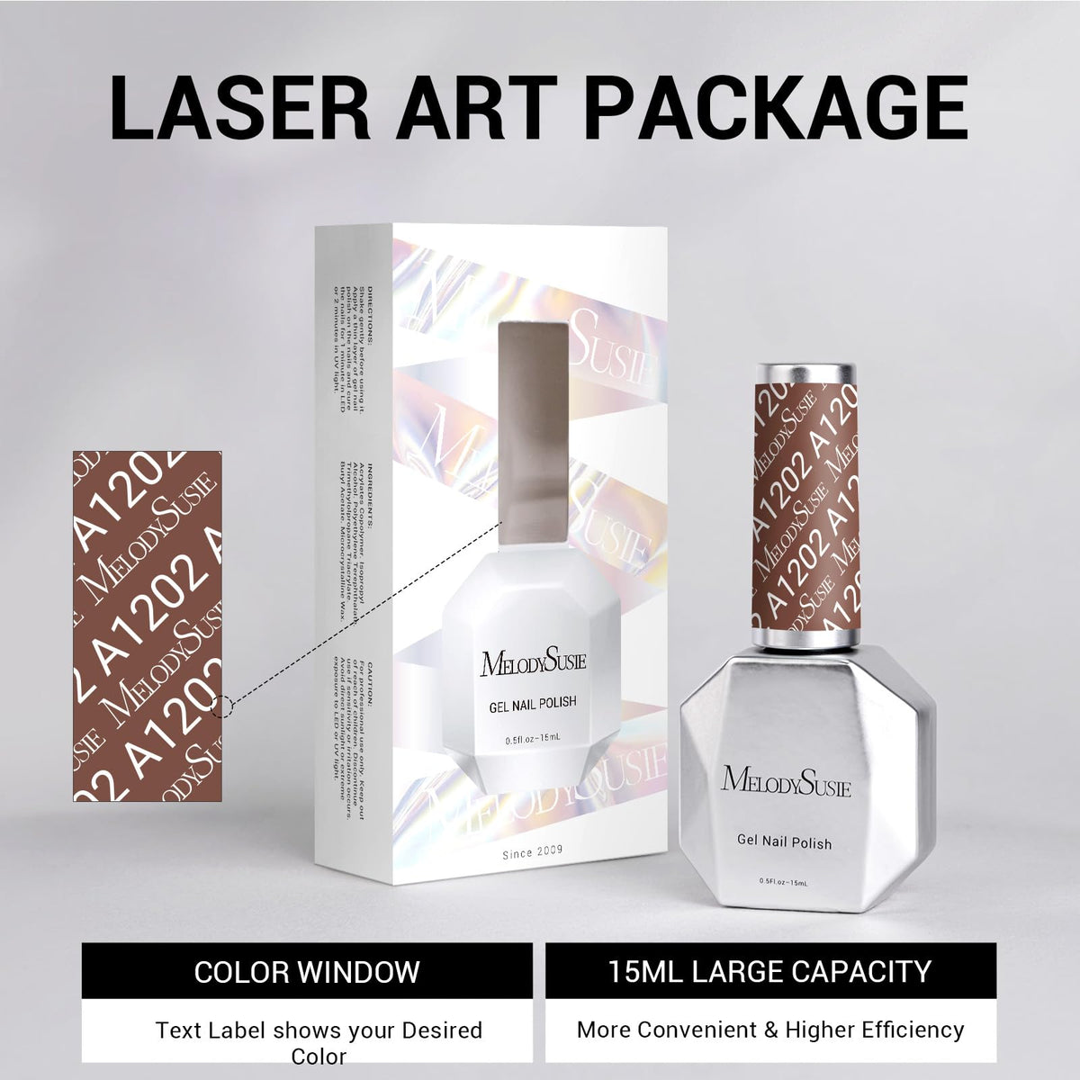 MelodySusie Cocoa Brown Gel Nail Polish packaging details