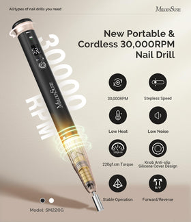 MelodySusie Cordless Nail Drill SM220G with LED display