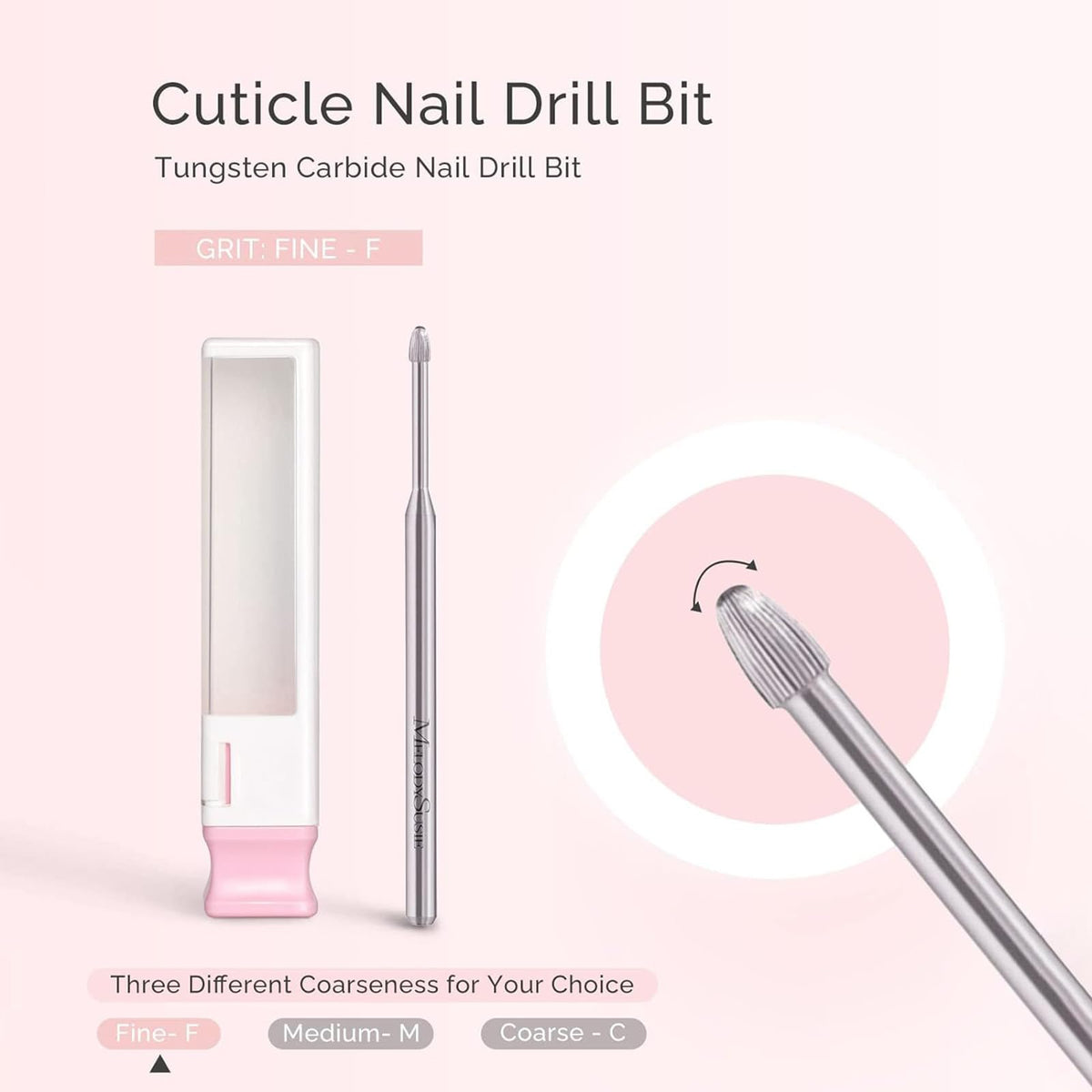 MelodySusie Cuticle Clean Nail Drill Bit 3/32'' silver side view