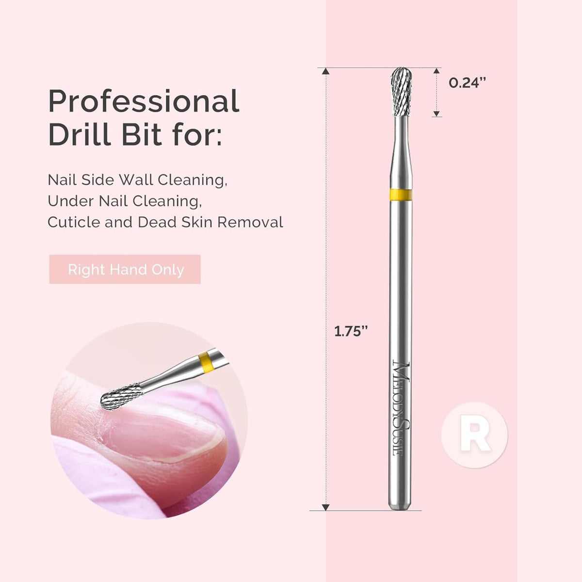 MelodySusie Cuticle Clean Nail Drill Bit 3/32'' XF Silver packaging