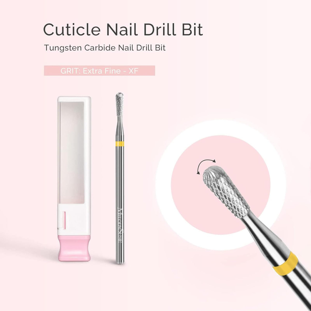 MelodySusie Cuticle Clean Nail Drill Bit 3/32'' XF Silver side view