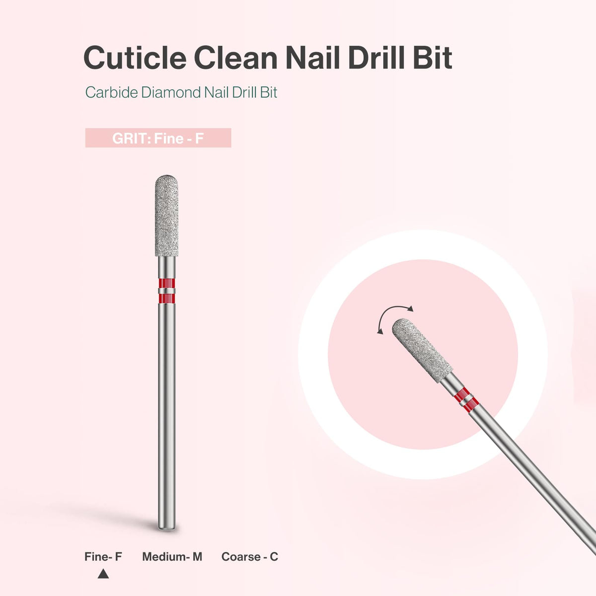 MelodySusie Cuticle Cleaner Nail Drill Bit in use on nails