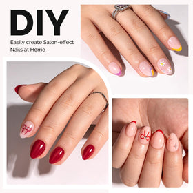 MelodySusie Extra Short Almond Nail Tips arranged neatly on a table