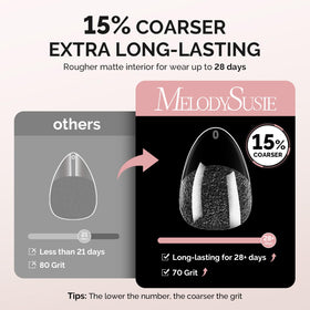 MelodySusie Extra Short Almond Nail Tips showing half-matte finish