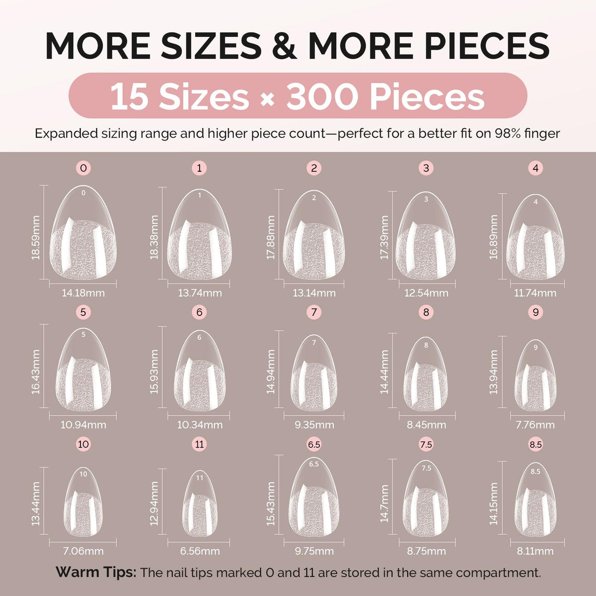 MelodySusie Extra Short Almond Nail Tips with nail polish application
