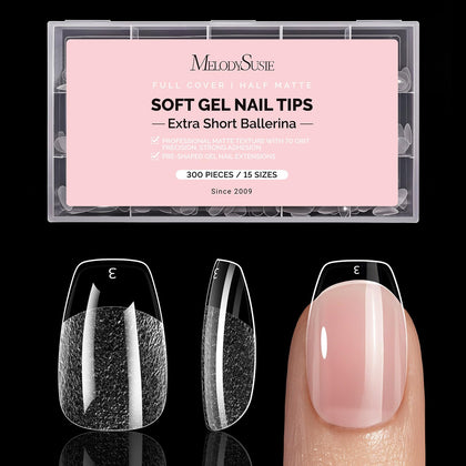 MelodySusie Extra Short Ballerina Nail Tips front view with packaging